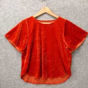 Burnt Orange Velvet Top Womens Small  MADEWELL Crop Stretch Whimsigoth Fall